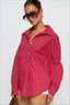 Oversized Red Stripe Long Sleeve Button Blouse