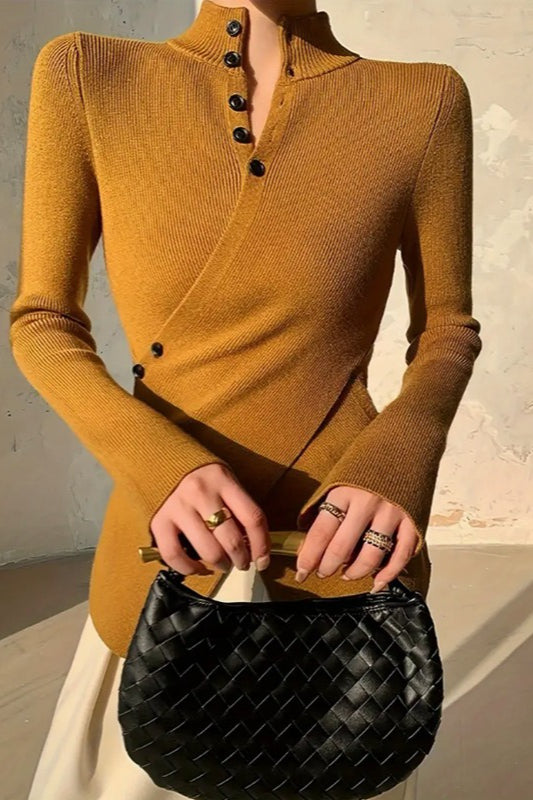 Cross Button High Neck Sweater Main image