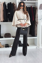 Tailored Wool Blend Belted Cape Coat