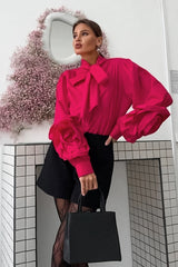 Lantern Sleeve Floral Tie Blouse