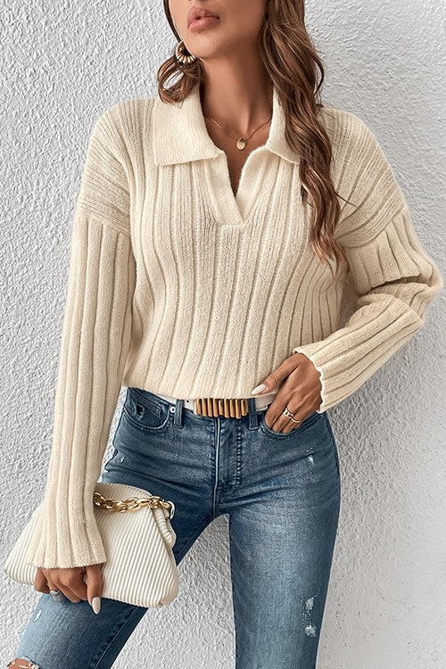Fashion Lapel Knit Sweater Secondary image