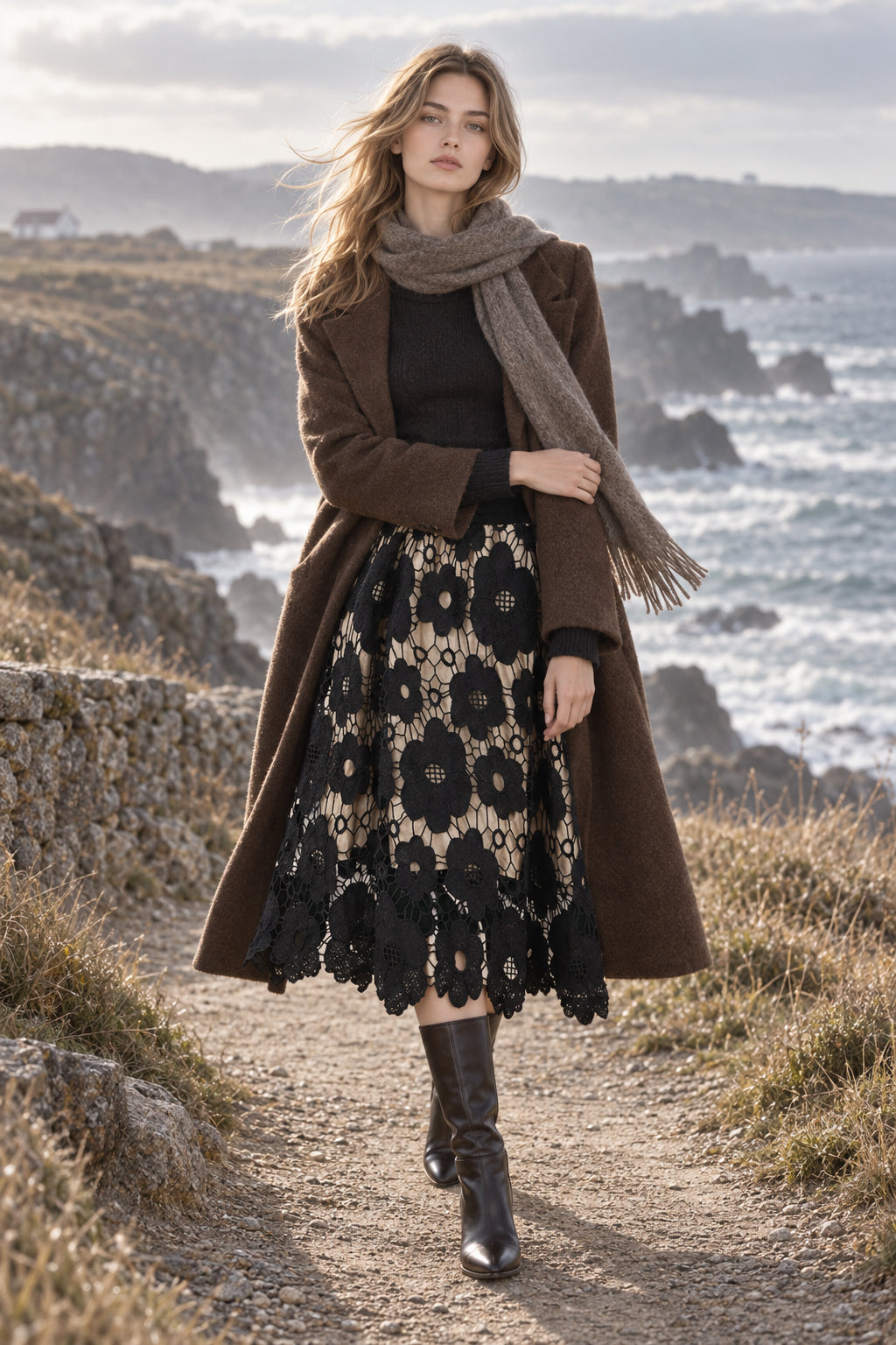 Elegant Flower Hollow Out Lace Skirts Main image