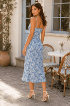 Spaghetti Strap Midi Slim Floral Dress