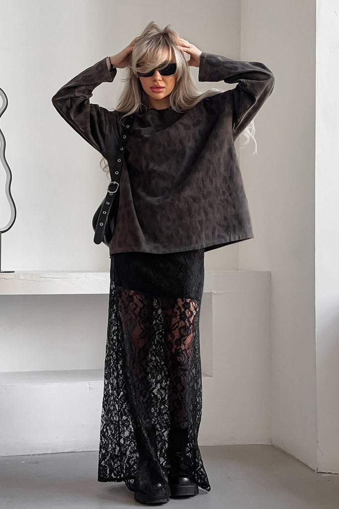 Lace Cut Out A Line Maxi Skirt Secondary image