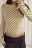 Fitted Long Sleeve Sheer Striped Crop Top