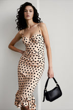 Polka Dot Ruched Slip Dress