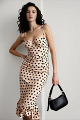 Polka Dot Ruched Slip Dress