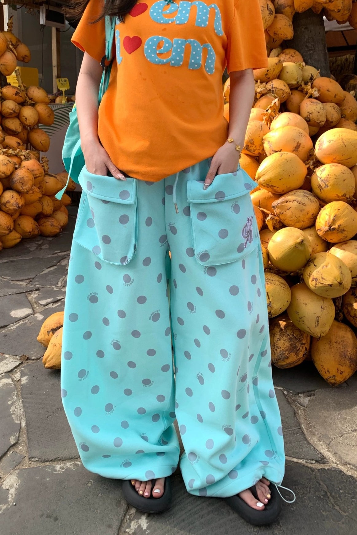 Polka Dot Pocket Wide Leg Pants Secondary image