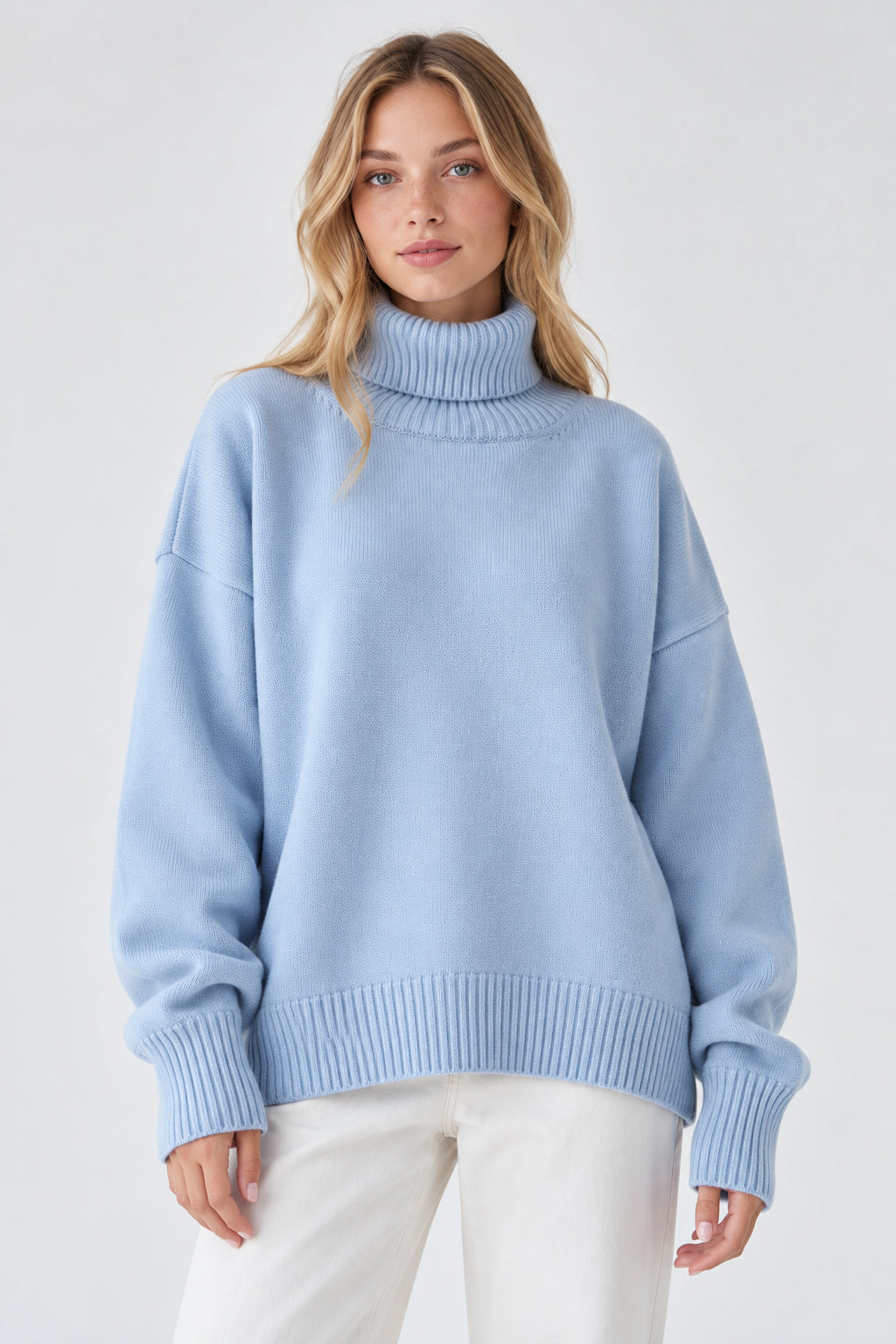 Basic Solid Knit Turtleneck Sweater Main image