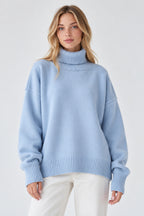 Basic Solid Knit Turtleneck Sweater