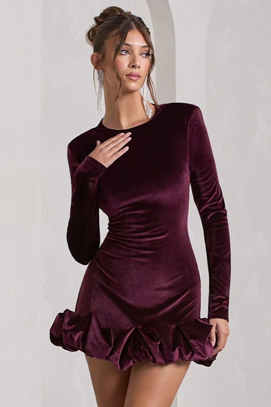 Velvet Ruffle Hem Party Dress Secondary image