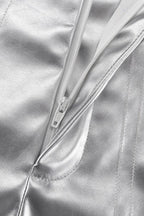 Metallic PU Leather Bodycon Mini Skirt