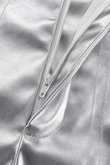 Metallic PU Leather Bodycon Mini Skirt