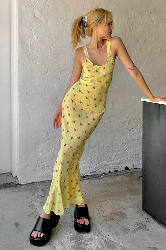 Milk Silk Floral Mermaid Maxi Floral Dress Main image
