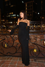 Off Shoulder Flared Sleeve Mermaid Maxi Party Dress