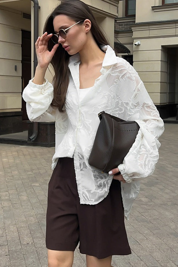 Heavy Jacquard Collared Blouse Secondary image