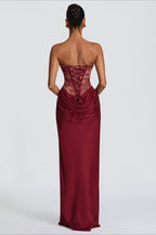 Strapless Lace Sleeveless Bodycon Maxi Lace Dress