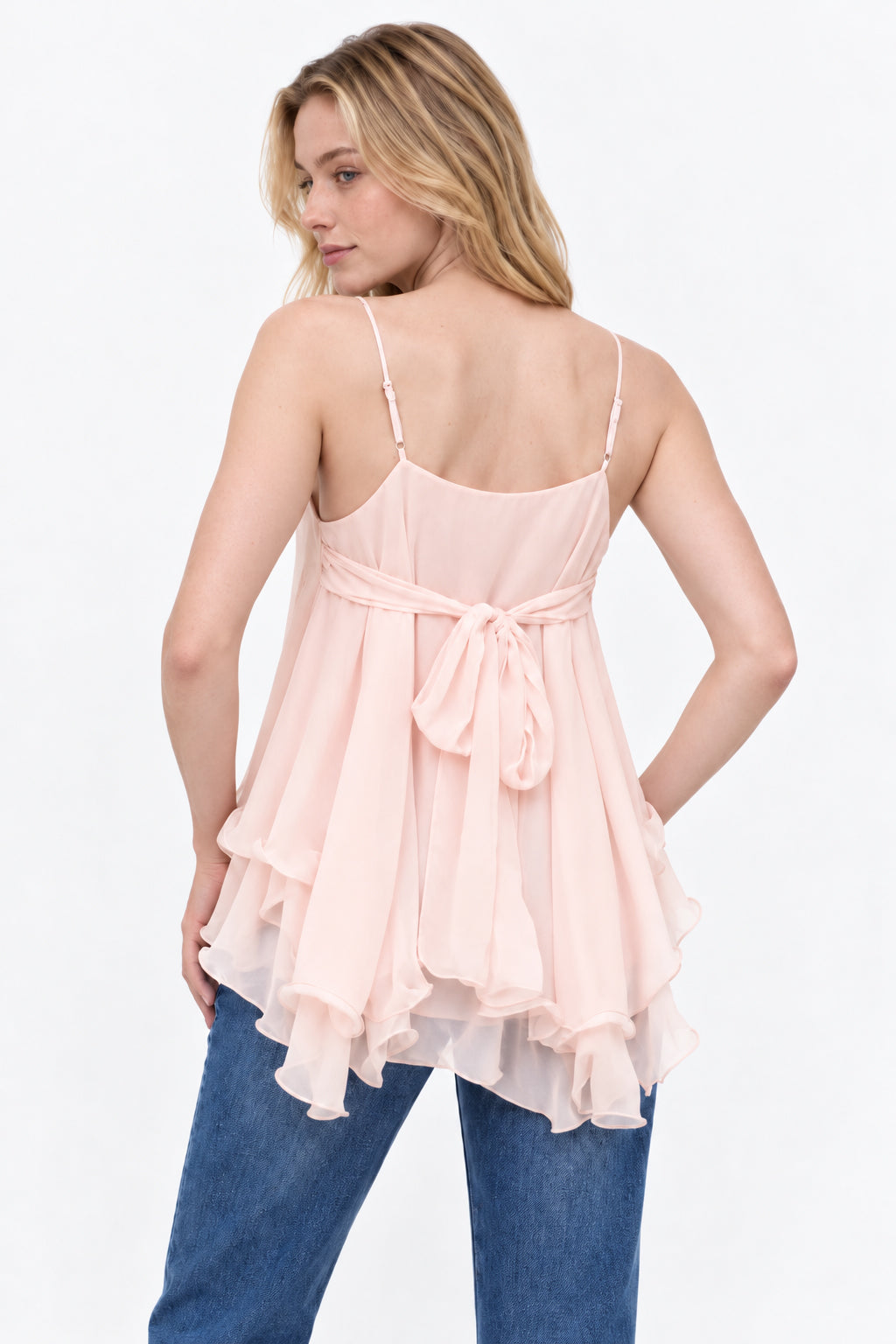 Tie Back Ruffle Layering Cami Top