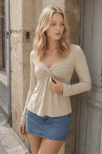 V Neck Slim Fit Long Sleeve Tee