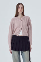 Button Front Crewneck Knit Top