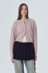 Button Front Crewneck Knit Top