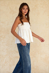 Solid Ruffles Flowy Bandeau Strapless