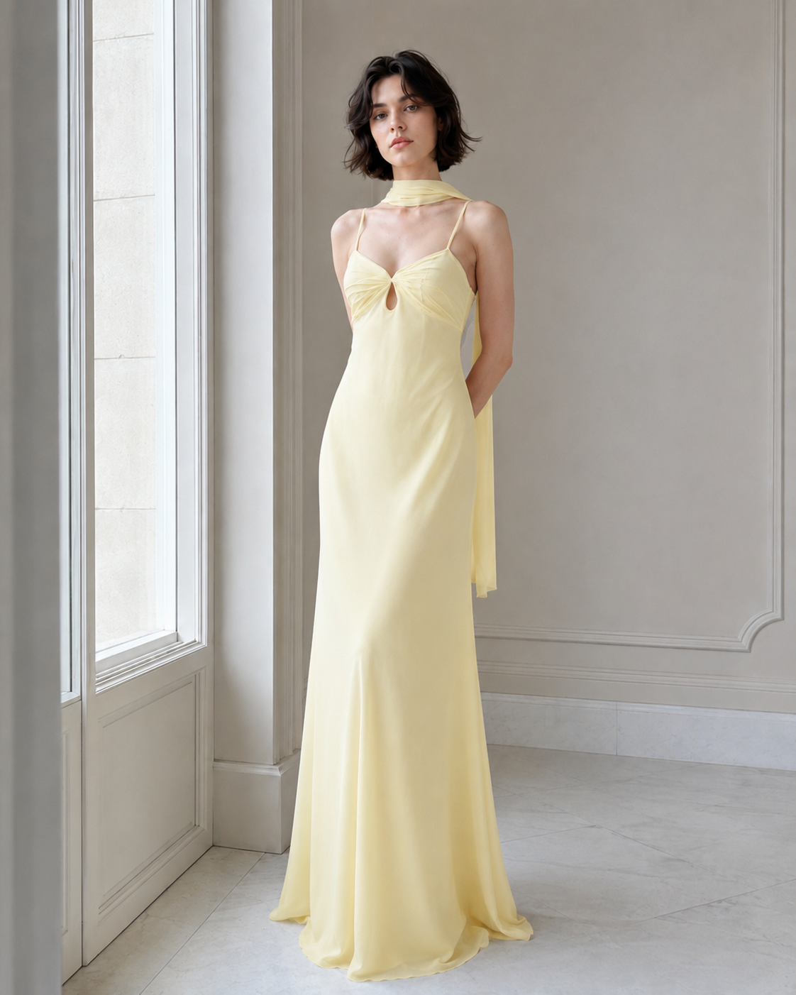 V Neck Tie Back Satin Maxi Dress Secondary image