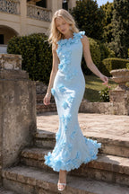 Elegant Sleeveless Solid 3D Floral Applique Prom Dress