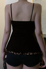 Leopard Print Color Block A Line Cami Top