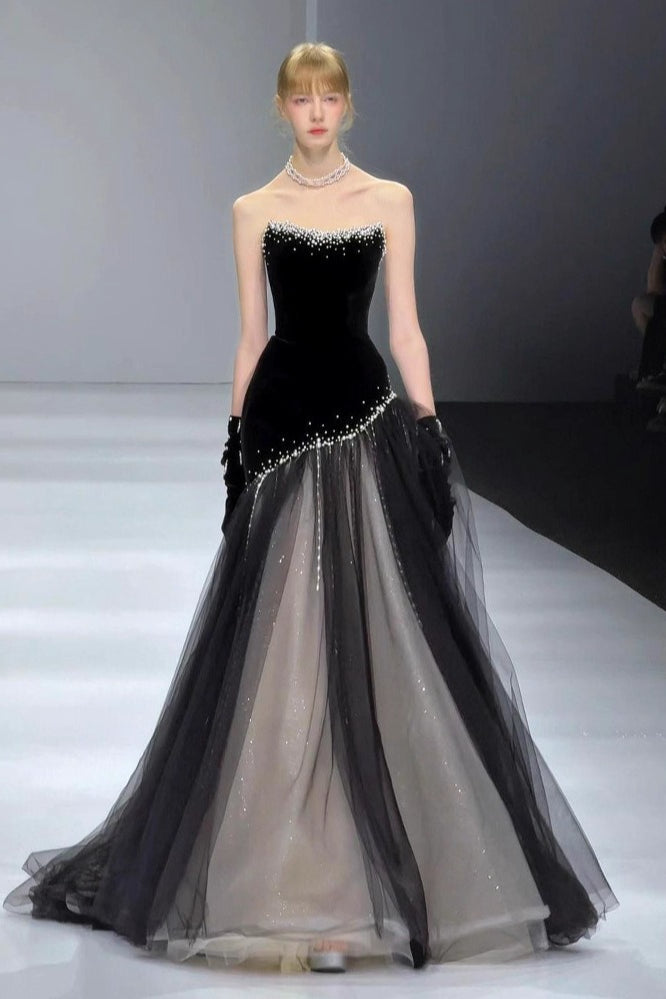 Strapless Tulle Train Prom Dress Main image