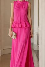 Elaine Pink Sleeveless Charming Ruffle Mermaid Set
