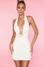 Rhinestone Plunge Keyhole Halter Bodycon Mini Dress