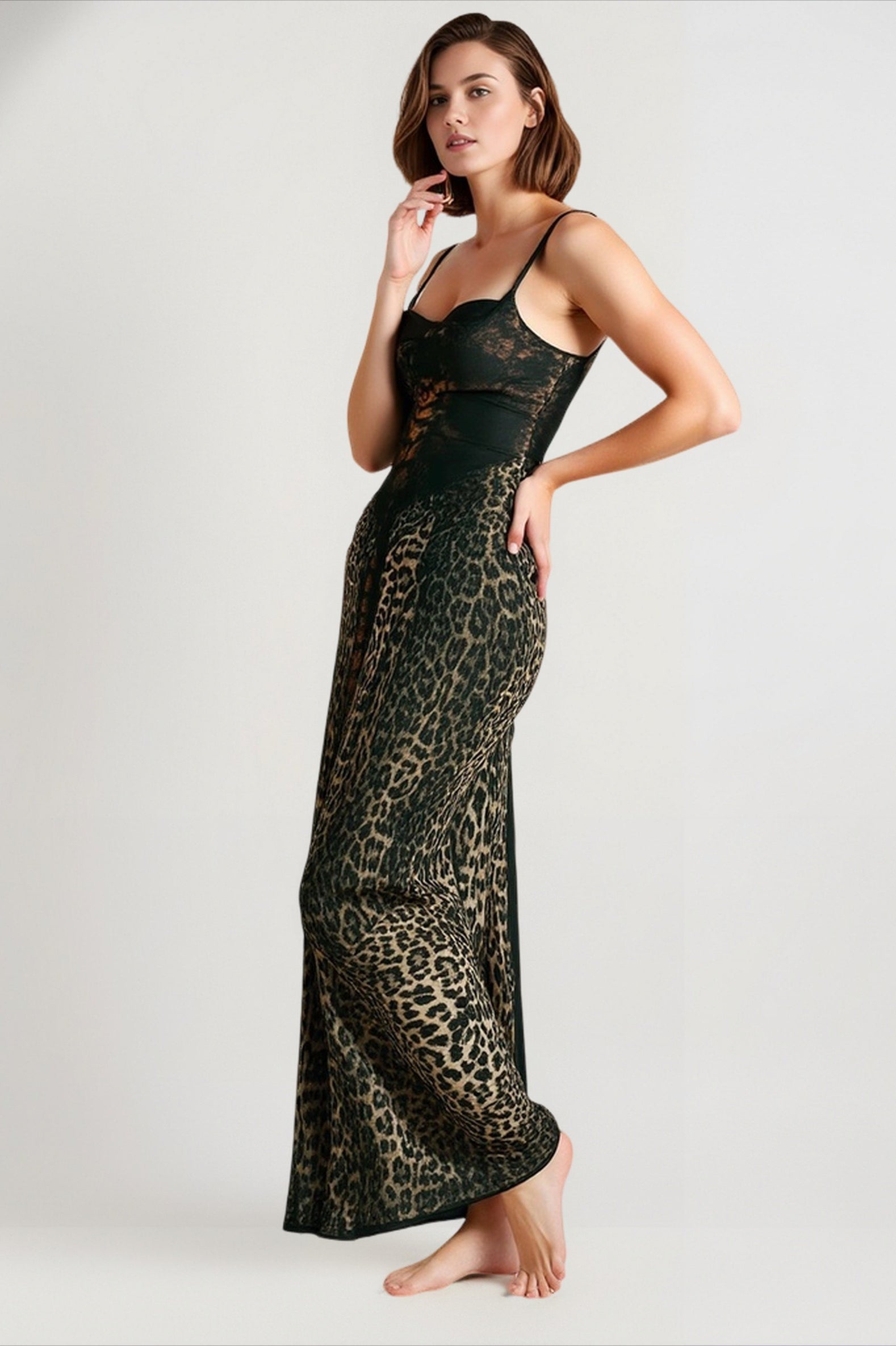 Mesh Patchwork Backless Midi Dress Main image