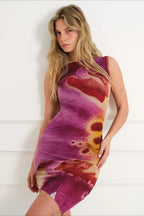 Abstract Watercolor Asymmetric Hem Mini Dress