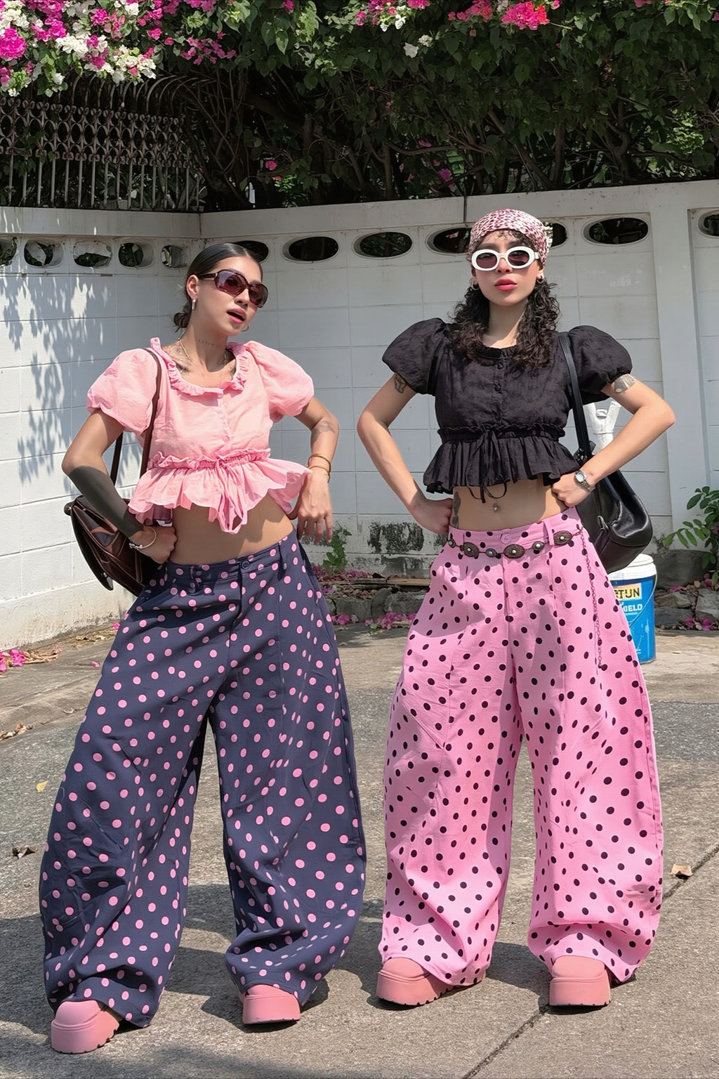 Scattered Dot Baggy Wide Leg Pants