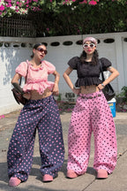 Scattered Dot Baggy Wide Leg Pants
