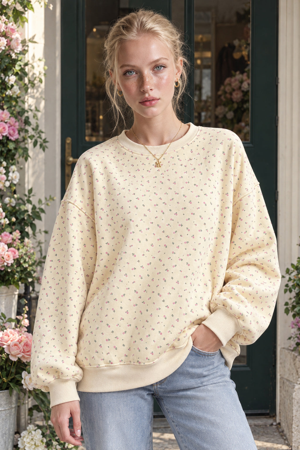 Ditsy Floral Crew Neck Sweatshirt