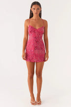 Backless Spaghetti Strap Sequin Dress