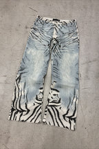 Tiger Graphic Washed Wide Leg Jeans