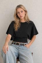 Solid Crew Neck Loose Fit Short Sleeve Tee