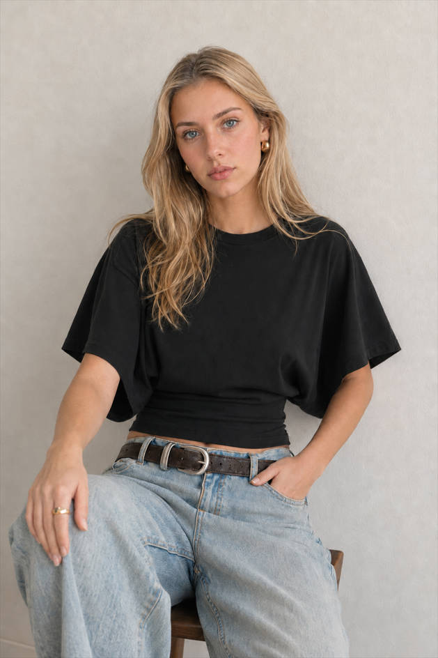 Solid Crew Neck Loose Fit Short Sleeve Tee