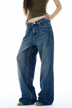 Star Embroidered Vintage Straight Leg Jeans