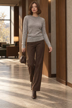 Sheer Blend Round Neck Knit Top