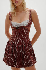 Lace Trim Polka Dot Cami Mini Dress