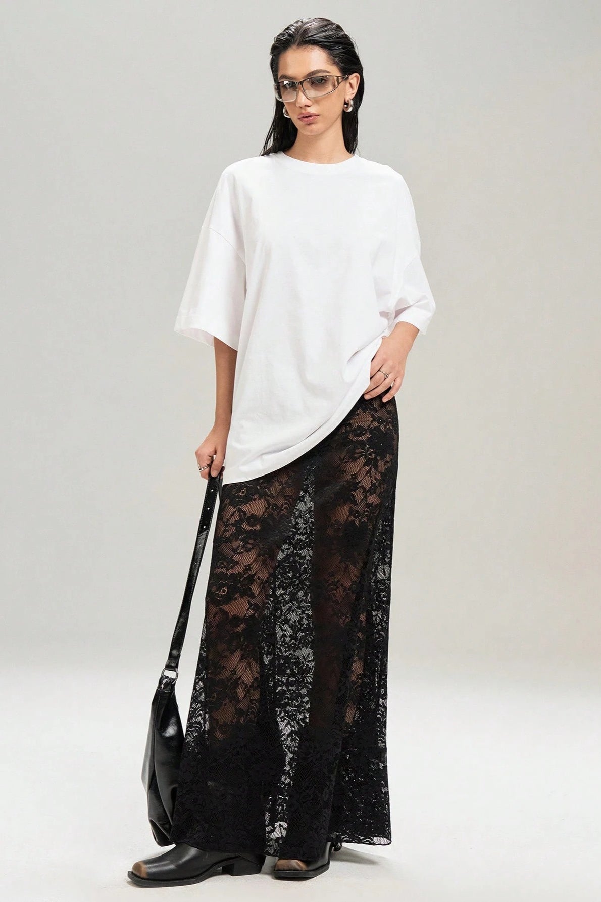 Solid Lace High Waist Slim Fit Skirt