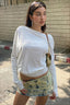 Relaxed Off Shoulder Solid Long Sleeve T-shirts