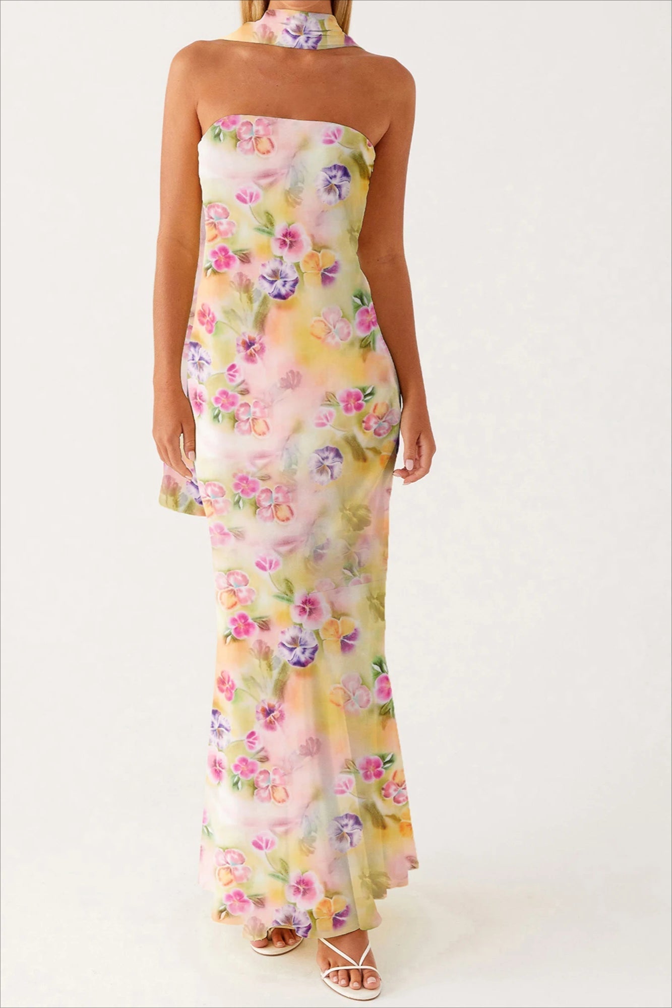 Strapless Ruffle Maxi Floral Dress Main image