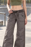 Strap Detail Low Rise Straight Leg Cargo Jeans