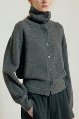Cropped High Neck Cardigan