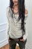 Draped Chain Detail Long Sleeve T-Shirt